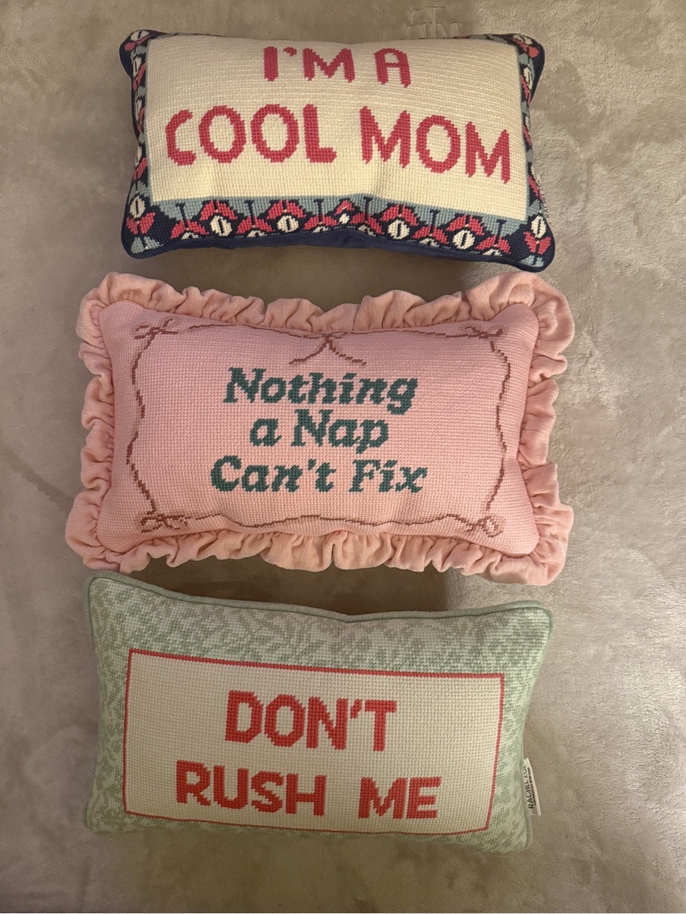 Set of 3 Rachel Zoe/Cupcakes & Cashmere Needlepoint Pillows